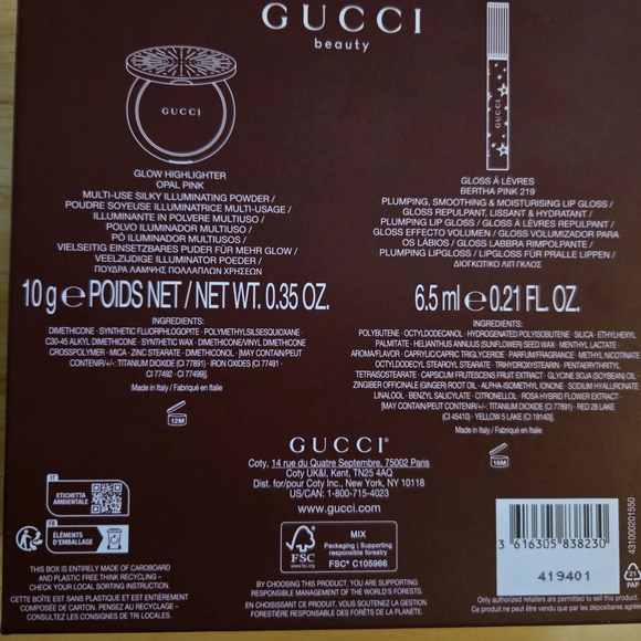 Gucci Beauty Opal Pink Highlighter &Bertha Pink Lip Gloss 2pc Set,BNIB - Picture 5 of 5
